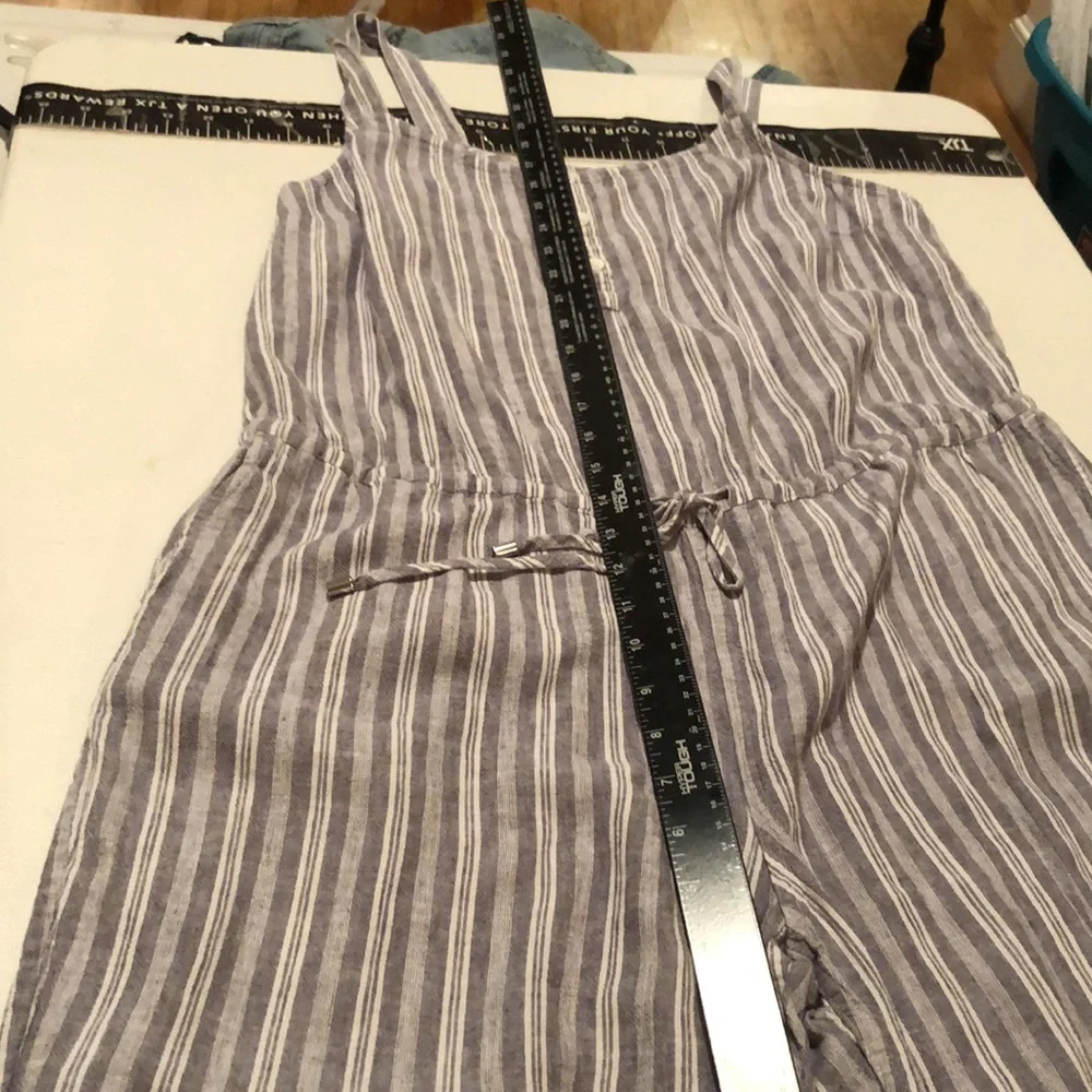 Rails size large sleeveless blue & white stripe jumpsuit with drawstring waist
